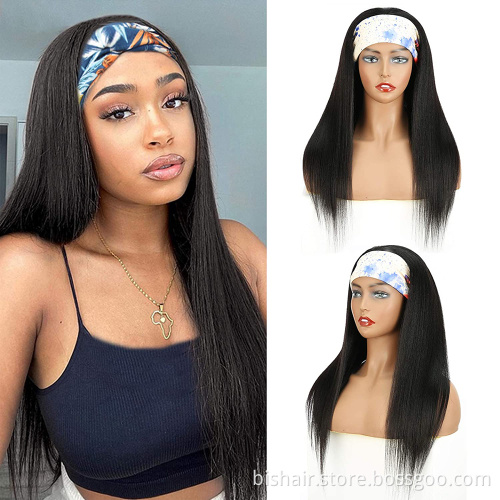 BIS 28 Brazilian 100% human hair straight headband  wigs seamless wigs 150 density Remy human hair wigs for black women